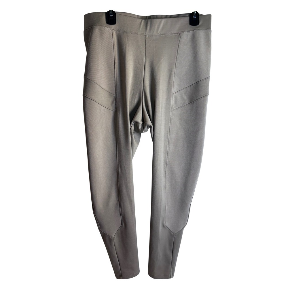 Lily Black Moto Leggings 1X Taupe Ribbed Paneled High Rise Pants Womens